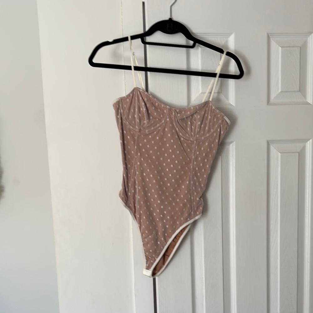Polka Dot Bodysuit - Pink/Beige